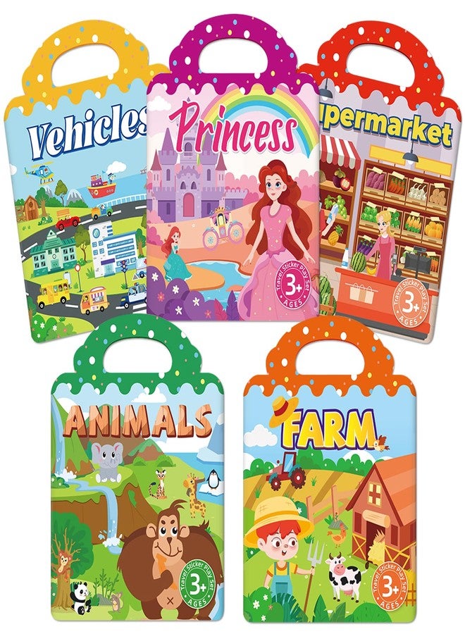 Lerifer Sticker Books for Toddlers 2-4 Years, 5 Sets Reusable Sticker Books for Toddlers 1-3, Jelly Toddler Stickers Travel Toys for Ages 2+ Kids Boys Girls, Encourages Creativity, Focus, Fine Motor Skills - Image 1